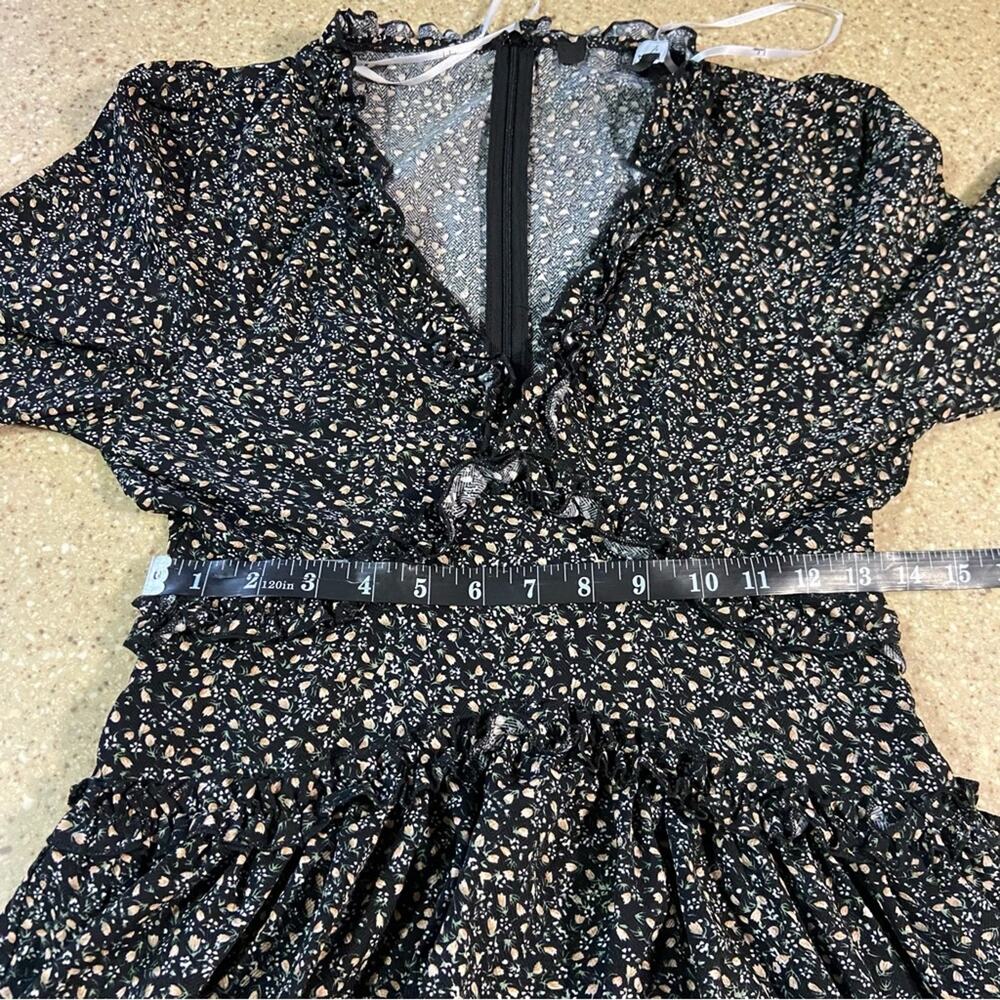 NWOT Lulus Admire You Black Floral Print Ruffled Long Sleeve Mini Dress - Picture 6 of 13